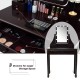 Brown vanity table set featuring a 10 LED lighted mirror and 3 spacious drawers for organizing cosmetics and jewelry.