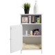 Freestanding white storage cabinet showcasing an open cube design and a large top surface, ideal for versatile storage.