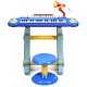 Colorful 37-key electronic keyboard for kids with detachable microphone and stool, designed for safe and fun music play.