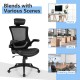 High-back executive chair in black with adjustable lumbar support and headrest, ideal for home and office use.