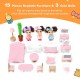15-piece wooden dollhouse playset with furniture and 3 dolls, promoting creativity and safe roleplay for kids aged 3+.