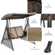 2-seat patio porch swing with adjustable canopy, breathable fabric, and sturdy steel frame for outdoor relaxation.