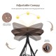 Adjustable canopy of a brown 2-seat patio swing, featuring water-resistant fabric and ergonomic design for outdoor.