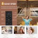 Caged ceiling fan with light, 30-inch coffee design, 6-speed settings, ideal for living room and bedroom use.
