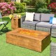 Outdoor propane fire pit table with classic wood finish, featuring a pull-out design and 50,000 BTU for cozy gatherings.