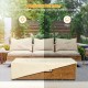 Outdoor propane fire pit table set with classic wood finish, protective cover for weather resistance, ideal for patios.