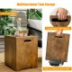 Wood-finish propane tank storage with side handle, doubles as a side table for outdoor snacks and drinks.