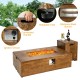 Outdoor propane fire pit table set with classic wood finish, adjustable flames, and convenient side table design.