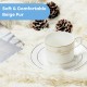 Beige throw blanket featuring shaggy fur and smooth velvet, ideal for cozying up on the sofa or bed.