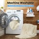 Double-sided throw blanket in beige, featuring shaggy fur and smooth velvet, machine washable for easy care and comfort.