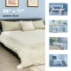 Double-sided 88 x 77 inch throw blanket in beige, featuring shaggy fur and smooth velvet, perfect for cozying up in any.