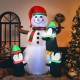 6ft inflatable snowman with three penguins, featuring bright LED lights for festive outdoor Christmas decoration.