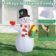 5-foot tall inflatable snowman with colorful LED lights, made of waterproof polyester, ideal for garden decoration.