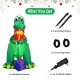 6 feet Christmas inflatable dinosaur with gifts, includes grounding stakes and ropes for outdoor stability.