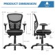 Ergonomic mesh office chair dimensions showing adjustable back height and armrests for customized comfort and support.