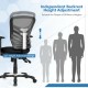 Ergonomic mesh office chair with adjustable backrest height, featuring a 2.5" range for customizable comfort.