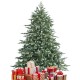 6 feet artificial Christmas spruce tree with mixed PE and PVC branches, decorated with colorful gifts for festive cheer.