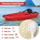 Red 6-foot youth kayak with folding backrest, non-toxic HDPF material, and cup holder for kids over 5, ideal for fun on.