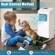 Portable 8000 BTU air conditioner with remote control, ideal for cooling spaces up to 230 sq. ft, shown in use with a.