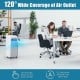 Portable 8000 BTU air conditioner with remote control, featuring 120° wide air outlet for efficient cooling in small.