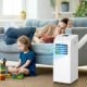 Portable 8000 BTU air conditioner with remote control, dehumidifier function, and quiet operation for effective cooling.