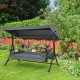 Gray 3-seat patio outdoor swing with adjustable tilt canopy, suitable for relaxation in gardens or backyards.