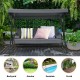 3-seat patio outdoor swing in gray with adjustable canopy, perfect for backyard relaxation and comfort.
