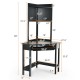 Corner computer desk with hutch in black, featuring ample storage and a spacious desktop for efficient workspace.
