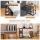 C-shaped adjustable bedside table with lockable wheels and 2-tier wire shelf, perfect for laptops or snacks.