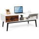 Rectangular wooden coffee table with drawer and open shelf, featuring a modern design and sturdy MDF construction for.