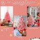 Pink Christmas tree with snow flocked PVC tips, 4.5 ft tall, perfect for creating a warm holiday atmosphere in any room.