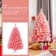 Pink 4.5 ft Christmas tree with snow flocked PVC tips and sturdy metal stand, perfect for festive DIY decoration.