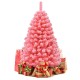 Pink Christmas tree with snow flocked PVC tips, 4.5 ft tall, surrounded by festive gifts for a unique holiday decor.