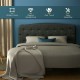 Faux linen headboard in dark gray with adjustable heights, featuring a soft touch and elegant button design for full.