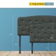Dark gray faux linen headboard with adjustable heights, featuring button stitching and solid plywood for full-size beds.