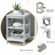 Gray 3-tier nightstand with elegant side decoration, strong legs, and anti-slip pads for living room or bedroom use.