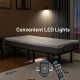 Twin XL ergonomic adjustable bed frame with LED lights, remote control, and dual USB ports for convenient charging.
