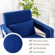 Modern blue Berber fleece single sofa chair with ottoman, featuring a 7-shape design and side storage bag for.