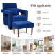 Modern blue Berber fleece accent chair with ottoman and waist pillow, perfect for living room or bedroom relaxation.