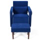 Blue modern Berber fleece accent chair with ottoman and waist pillow, featuring a larch wood frame for stability.