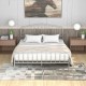 Queen size metal bed frame in silver with headboard, footboard, and 9" legs for under-bed storage, ideal for home or.
