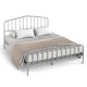 Queen size metal bed frame in silver with headboard and footboard, featuring 9" legs for under-bed storage.