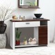 Console table with drawer and cabinet in a modern design, featuring a wide tabletop and adjustable shelf for versatile.