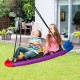 Colorful 40-inch saucer swing with pillow and handles, designed for outdoor fun, supporting 2-3 kids safely.