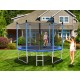 15 ft outdoor trampoline with safety net, sturdy steel frame, and ladder for safe jumping and easy access in the.