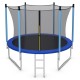 15 ft outdoor trampoline with safety net, rust-resistant steel frame, and ladder for easy access, perfect for family.