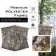 3-person portable pop-up hunting tent in camouflage, made of durable polyester fabric, ideal for outdoor use.