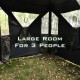 Spacious 3-person portable pop-up hunting tent with gun ports and camouflage design for outdoor use.