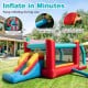5-in-1 Ice Cream Inflatable Bounce House with slide and ball pit, featuring bright colors and secure mesh for safety.