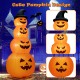 8-foot inflatable pumpkin stack with LED lights, featuring four spooky faces, perfect for Halloween yard decoration.